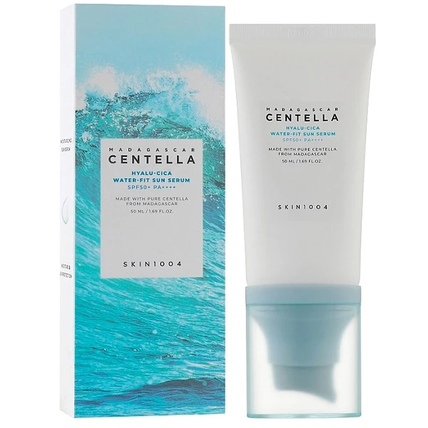 skin1004-madagascar-centella-hyalu-cica-water-fit-sun-serum.webp کرم ضد آفتاب سنتلا بیرنگ SPF 50 مدل SKIN 1004 - Image 1